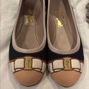 Salvatore Ferragamo Tan and Black Loafers with Leather Finish
